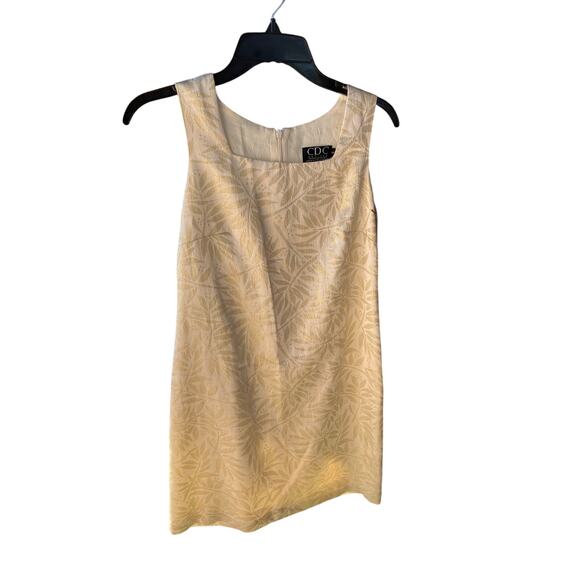 CDC Petites Gold Bamboo Print Shimmer Dress Size 6 - Picture 1 of 5